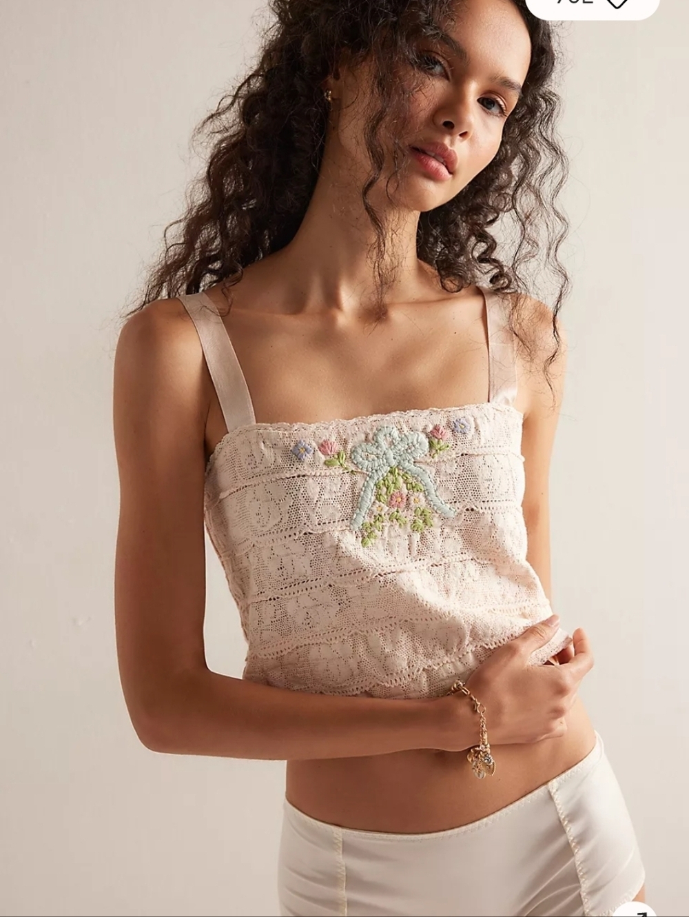 NEW Free People Forever Yours Embroidered Lace Bows Cami Top